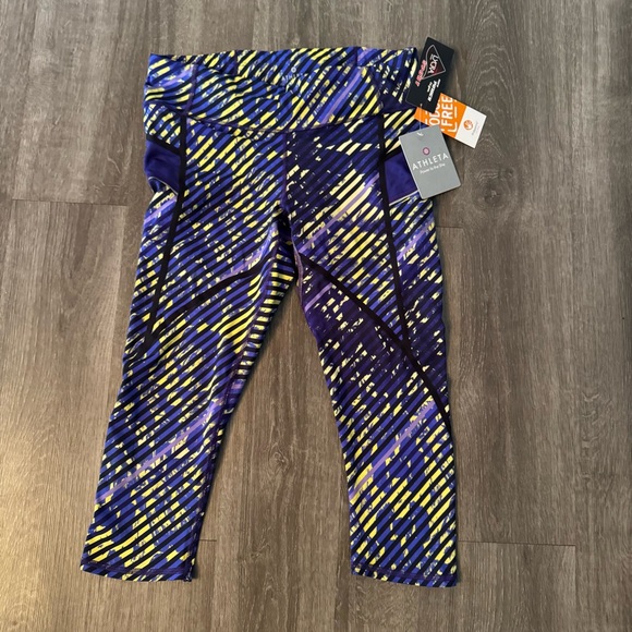 Athleta Radical Stripe Crop Leggings in Amalfi Blue and Yellow - Picture 3 of 7